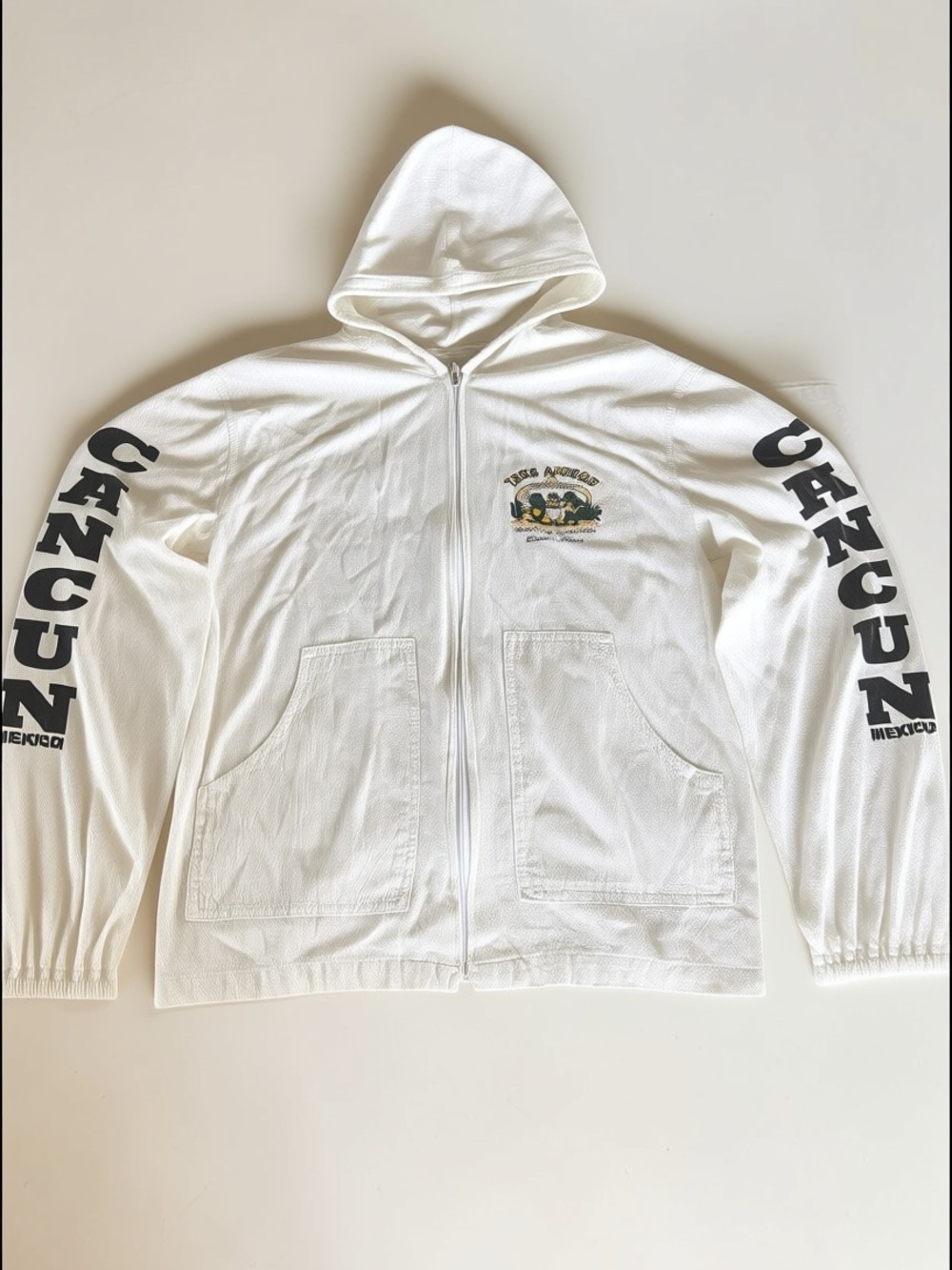 Vintage Tres Amigos Cancun Mexico Hooded Zip Jacket XL